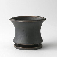 Alloy【 M 】4号 Φ11.7cm×H9.6cm 植木鉢 受け皿付 小さい マット シルバーブラック グレー 黒 ゴールド…