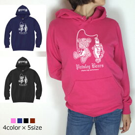 【送料無料】Paisley Bears Hoodie/大人気シリーズからペイズリー柄の登場☆ペイズリーシルエットのクマさんがビッグベイトで釣りあげたデザインになっております☆釣りパーカー！釣りT！ロゴT！レディース！釣りTシャツ！バスフィッシング！バス釣り！ブラックバス！