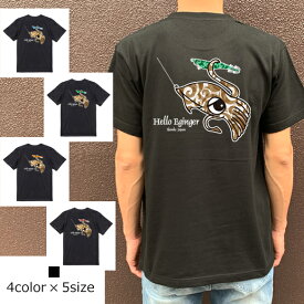 【送料無料】New Back Print Hello Eginger/ダマスク柄のシルエットで描いたイカとエギ☆釣りパーカー！釣りT！ロゴT！レディース！釣りTシャツ！タイラバ！バス釣り！鮫！サメ！