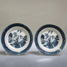 ★NIKKO/ニッコー陶器 ダブルフェニックス/山水/ウイロー ケーキプレート ペア 金彩 アンティーク 新入荷【中古】