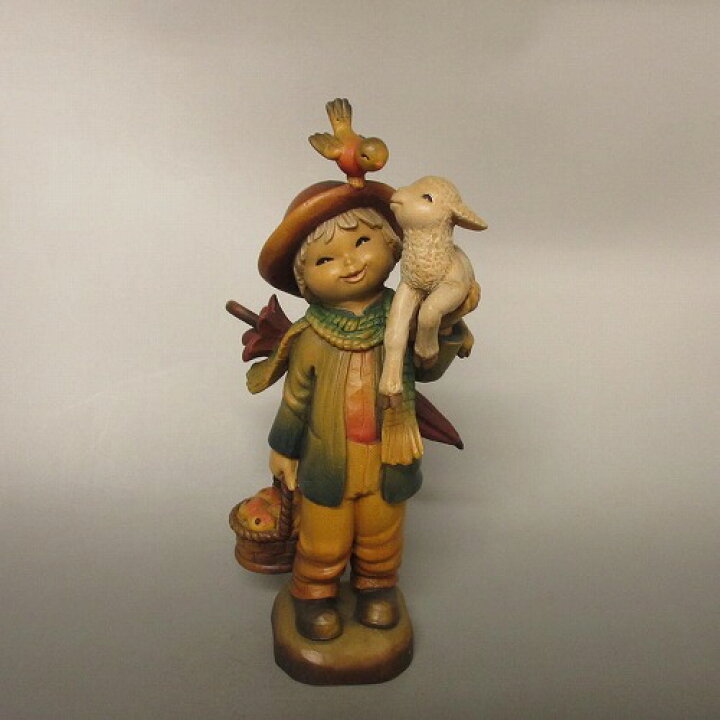 楽天市場】☆アンリ ANRI イタリア 木彫り人形 『子羊と少年 』 新入荷  