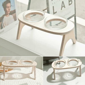 ペット 食器 (2口 基本タイプ )犬 猫 強化 ガラス フードボウル シンプル かわいい 可愛い ペットお皿 フード お皿