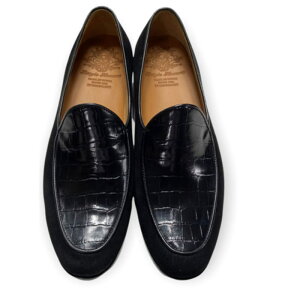 クロコ型押しレザーローファー オーダーシューズ ローファー レザーローファー メンズ メンズシューズ レザー 本革 レザーシューズ ハンドメイドシューズ