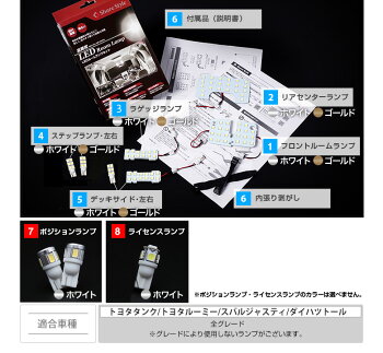 ルーミー/タンクLEDルームランプTOYOTA簡単取付超高輝度老舗ならではの圧倒的明るいLEDルームランプセット3chipLED搭載TOYOTAトヨタROOMYTANK
