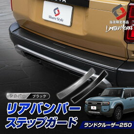 ランクル 250 リアバンパーステップガード (当社オリジナル商品) カスタム ステンレス シルバー ブラック ヘアライン加工 キズ防止 傷防止 傷隠し 保護 簡単取付 外装 ドレスアップ ランドクルーザー GDJ250W TRJ250W トヨタ TOYOTA