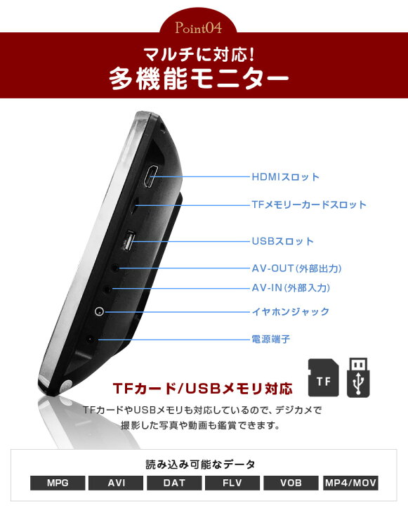 楽天市場】【1年保証】 車載用モニター 2台セット DVDプレイヤー 11.6 