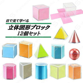 送料無料 立体図形ブロック 12個セット 算数 数学 知育玩具 子ども キッズ 学習 勉強 体積 面積 広がる 楽しく 三角形 正方形 長方形 楕円形