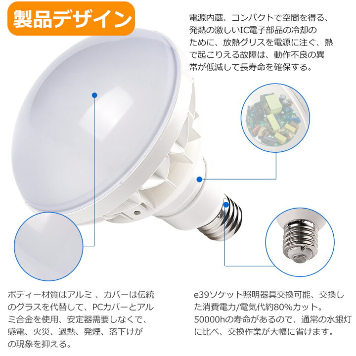 楽天市場】期間限定SALE！ E39 LED 昼白色5000K バラストレス水銀灯 
