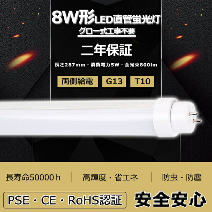 楽天市場】【二年保証】LED蛍光灯 8W形 直管 LED 蛍光灯 8W 直管 28.7 