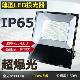 【二年保証】LED投光器 50W LED 投光器 屋外 50W 500W相当 8000lm LED 投光器 IP65 防水 防塵 ワークライト LED作業灯 LED 100V/200V LED 作業灯 50W LED ワークライト 防水 LED投光機 工事現場 体育館 看板 体育館 防犯灯 夜間作業 集魚灯 駐車場灯 超爆光 暖色 白色4000K