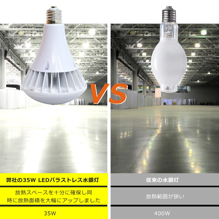 楽天市場】【10個セット】LEDバラストレス水銀灯 35W LED水銀灯 E26 