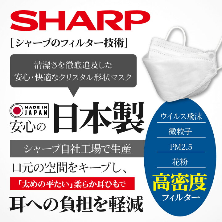 楽天市場】P3倍 【シャープ 公式】 日本製 マスク 不織布 立体 15枚 