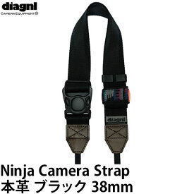 【メール便 送料無料】【即納】 ダイアグナル ニンジャストラップ本革38mm ブラック [diagnl Ninja Camera Strap 忍者 たすき掛け ショルダーストラップ]