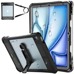 TMACJUMP iPad Air �P�[�X �h�� 11�C���` M4/M3/M2�E10.9�C���` ��5����/��4���� �Ή� IP68 ���S�h�� �h�o �ϏՌ� �y�����[ �ی�t�B������̌^ �L�b�N�X�^���h �V�����_�[�X�g���b�v�t�� �����C�E�L�b
