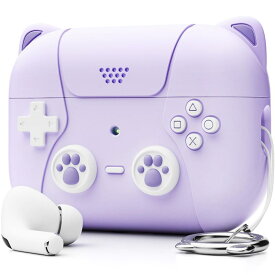 AirPods Pro ケース かわいい エアーポッズプロケース 猫とゲーム機のデザイン AirPods Pro ケースキーチェーン付き1