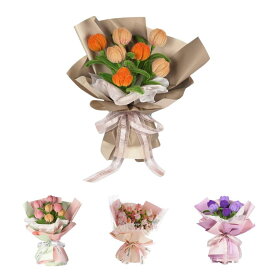 手芸モール 花セット日本語のチュートリアルビデオ付き複数の色から選択可能 - ひまわり ブルースター バラ ラベンダー アジサイ チューリップ 花束 ギフト 手作りキット素材