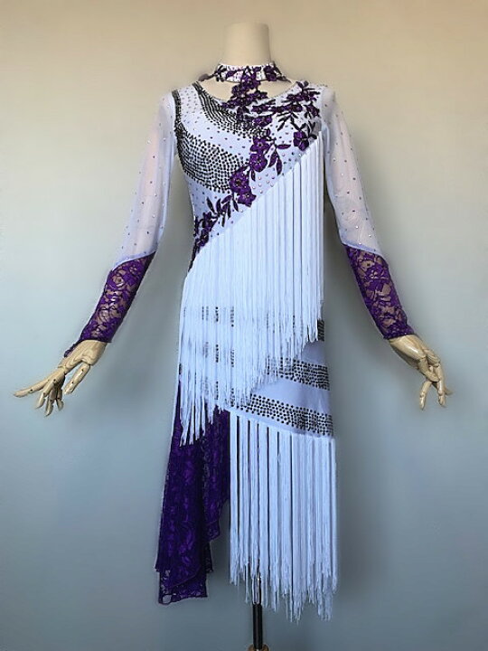 薄紫色 社交ダンス スタンダードドレス パーティ 競技 デモ （楽天市場 