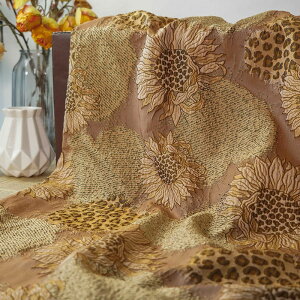 送料無料 155cm幅 90cm単位 生地 布 布地 きじ ジャカード生地 エンボス生地 色織り 向日葵柄 ひまわり柄 ハート柄 ブルー イエロー ブラウン 楽天海外通販