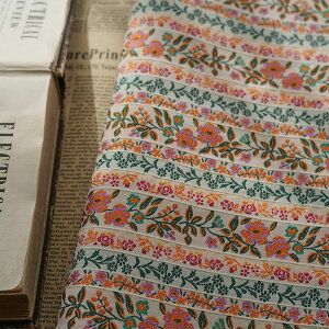 送料無料 155cm幅 90cm単位 生地 布 布地 きじ ジャカード生地 エンボス生地 色織り 花柄 ストライプ 民族風 エスニック オレンジ グリーン 楽天海外通販