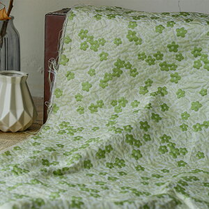 送料無料 135cm幅 90cm単位 生地 布 布地 きじ ジャカード生地 エンボス生地 色織り 小花柄 グリーン 緑 楽天海外通販