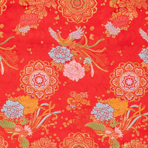 送料無料 145cm幅 90cm単位 生地 布 布地 ジャガード生地 ぬの きじ 服生地 花柄 鳳凰柄 和風 レッド ネイビー 楽天海外通販