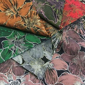 送料無料 155cm幅 長さ95cm+95cm ジャカード生地 生地 布 布地 ぬの きじ 色織り 金属糸 肌理感 花柄生地 レッド オレンジ ダークピンク グリーン オリーブ ブルー ライトイエロー グレー ライトピンク ライトパープル 楽天海外通販