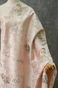 送料無料 145cm幅 90cm単位 ジャカード生地 生地 布 布地 色織り生地 宋錦風 刺繍 花柄生地 牡丹柄 ピンク グリーン 杏色 黒 楽天海外通販