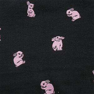 送料無料 125cm幅 90cm単位 刺繍生地 生地 布 布地 刺繍布 綿麻生地 兎柄 ウサギ 黒 白 灰色 楽天海外通販