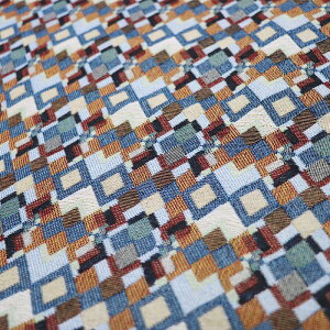 送料無料 143cm幅 90cm単位 ジャカード生地 生地 布 布地 色織り生地 やや厚手 混紡 民族風 幾何 チェック 菱形 楽天海外通販