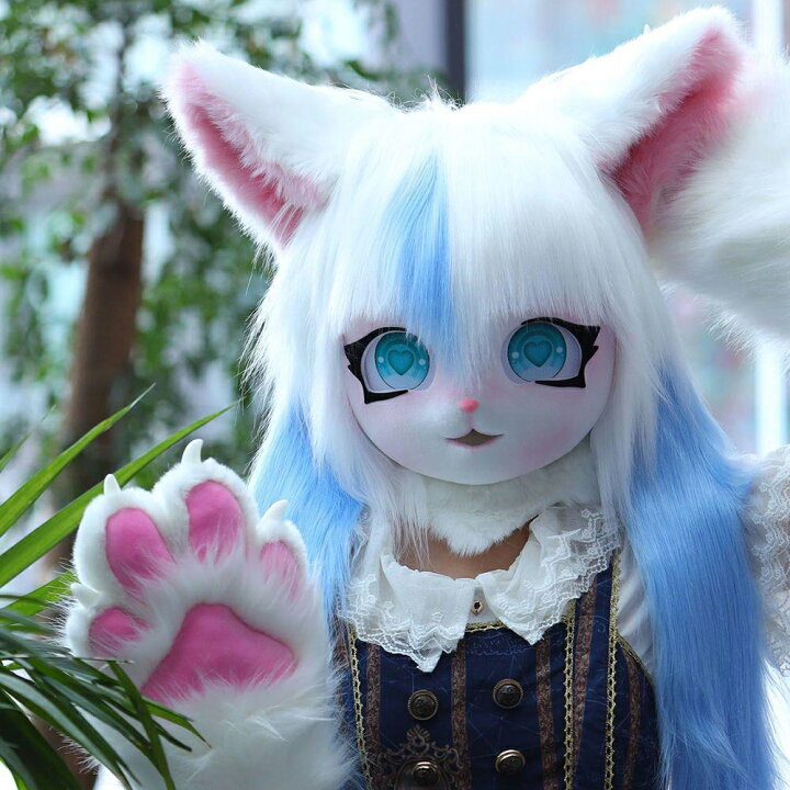 ふわもこリアル！ケモノ着ぐるみ ファーマスク 顎可動式 ふわもこ 