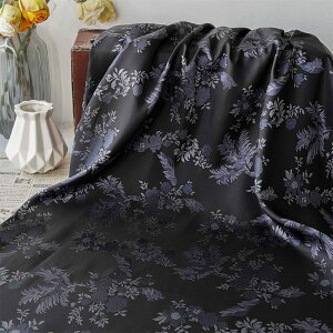 送料無料 155cm幅 90cm単位 ジャカード生地 生地 布 布地 色織り生地 きじ ぬの 手作り生地 裁縫 DIY用生地 手芸用 ハンドメイド向け 花柄 紫花 黒底 宮廷スタイル 楽天海外通販