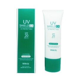★2025/7/1より価格が改訂されました★ホワイトリリー[White Lily]UVシールド EX［SPF20 PA++］【メール便は送料無料】“ベタつかず、シルキーな塗り心地の乳液タイプでノンケミカル処方なので敏感肌の方にもオススメな日焼け止め。