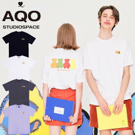 AQO STUDIO SPACE アコスタジオスペース HE&SHE [送料無料] 21SS AQO RAINBOW BEAR T-SHIRTS アコレインボーベア半袖Tシャツ カットソー ユニセックス ストリート カジュアル シンプル