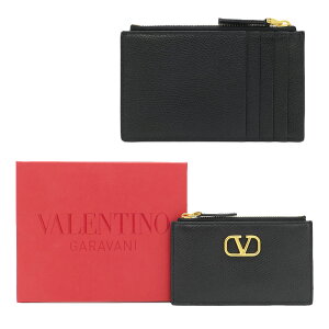 HE&SHE [��������] VALENTINO�� �o�����`�m V LOGO ZIPPER CARD CASE V���S�W�b�p�[�J�[�h�P�[�X ���U�[���z �J�[�h���� �X���[�� 3W2P0W17 SNP 0NO