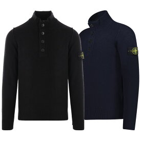 ストーンアイランド 【正規品】 STONE ISLAND 24AW ワッペンパッチハイネックボタンニット WAPPEN PATCH HIGH-NECK BUTTON KNIT ユニセックス メンズ レディース ストリート カジュアル HE&SHE [送料無料] 8115540A3 A0029 / 8115540A3 A0020 ブラック ネイビー