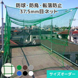 スポーツ防球ネット 野球・防球 サイズオーダー ネット網 [440T(400D)/44本/37.5mm目] [幅301〜400cm][高さ101〜200cm] 無結節 角目 ポリエチレン 防球ネット スポーツ防球ネット 軟式野球 少年野球 安全ネット 飛散防止ネット