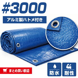 ブルーシート #3000 厚手 防水 ハトメ付 規格3.6M～10M 業務用品 建築 資材 土木 防災グッズ 台風 大雨 豪雨 対策 アウトドア キャンプ イベント 雨よけ 風よけ 養生シート レジャーシート 防水シート ハトメ加工【レビューを書いて500円OFFクーポンプレゼント！】