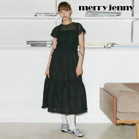 【期間限定 SALE10%OFF】 【即納】 メリージェニー merry jenny ワンピース 24春夏 ドッキングフレアワンピース 半袖 ロング丈 282430303901