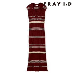 越前ワンピース・ノースリーブ］リネン/いとしろ藍ダーク 2018SS♡FRAY I.D　 リネンオフショル ロングワンピース◆紙タグ付き