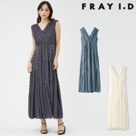 【先行予約特典!!!10%OFF】 フレイアイディー FRAY I.D ワンピース 24春夏 フリンジジャガードカシュクールワンピース 7月中旬～8月中旬予約 ドレス ロング丈 ノースリーブ fwfo242057