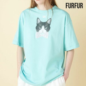 【ファイナルセール20%OFF】【即納】 ファーファー FURFUR トップス 【上國料萌衣コラボ】HanaプリントTシャツ(UNISEX) ミドル丈 半袖 コラボ 猫 rwct252048