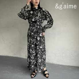 クーポンで10%OFF 【SPRING SALE50%OFF】 【即納】 &g'aime アンジェム Flower tight dress フラワータイトドレス ワンピース ロング丈 長袖 988-62407