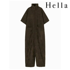 ヘラ Hella 24秋冬 HIGH NECK VELOUR COMBINAISON 8月下旬～9月中旬予約 オールインワン サロペット ロング丈 半袖 h243-21