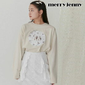 【期間限定 SALE20%OFF】【即納】 メリージェニー merry jenny トップス 24春夏 【Maison terrier】お皿にならんだなかよしlong Tee ミドル丈 長袖 Uネック プリント 282422702201 コラボ