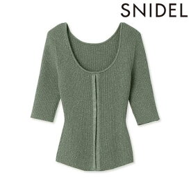 【SPRING SALE50%OFF】 【即納】 スナイデル SNIDEL 2Wayホックリブニット トップス 半袖 七分袖 七分丈 ミドル丈 タイト Uネック swnt231044