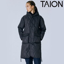 【SALE20%OFF】【即納】 TAION タイオン アウター ミリタリーフードダウンコート 長袖 ダウン コート ミドル丈 w106bml-long