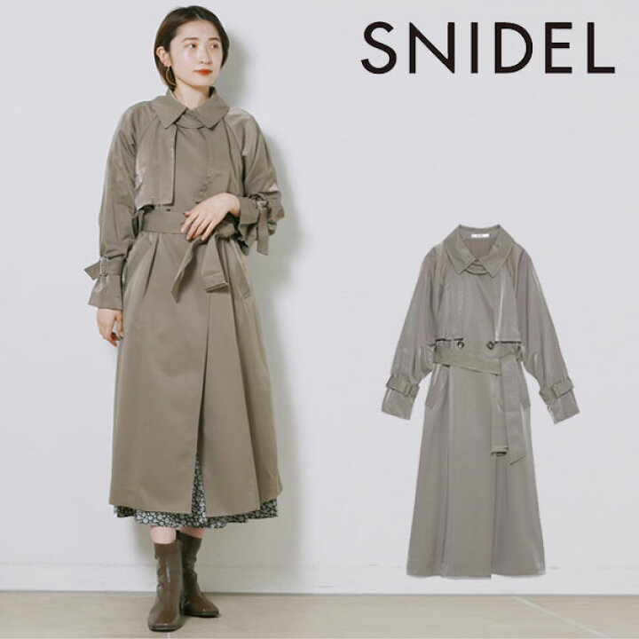 楽天市場 即納 スナイデル Snidel 22秋冬 Sustainableグロストレンチコート レディース アウター トレンチコート ロング丈 長袖 サステナブル グロストレンチ ベルト付き 上品 シンプル クラシカル 綺麗め オケージョン 結婚式 Swfc She Her シーハー