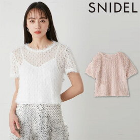 【先行予約特典!!!10%OFF】 スナイデル SNIDEL トップス 24春夏 カットジャガードカットソー 5月下旬～6月中旬予約 半袖 クロップド丈 カットソー swct242122