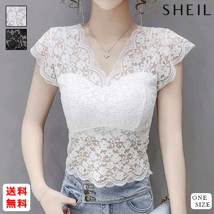 楽天市場 3点選べる 7999円福袋 22 全品送料無料 シースルートップス 花柄総レース レディース 花柄 総レース トップス Vネック 透け感 シースルー セクシー レース 大人 きれいめ 半袖 ブラウス スカラップ 春 夏 上品 エレガント パッド入り 韓国ファッション