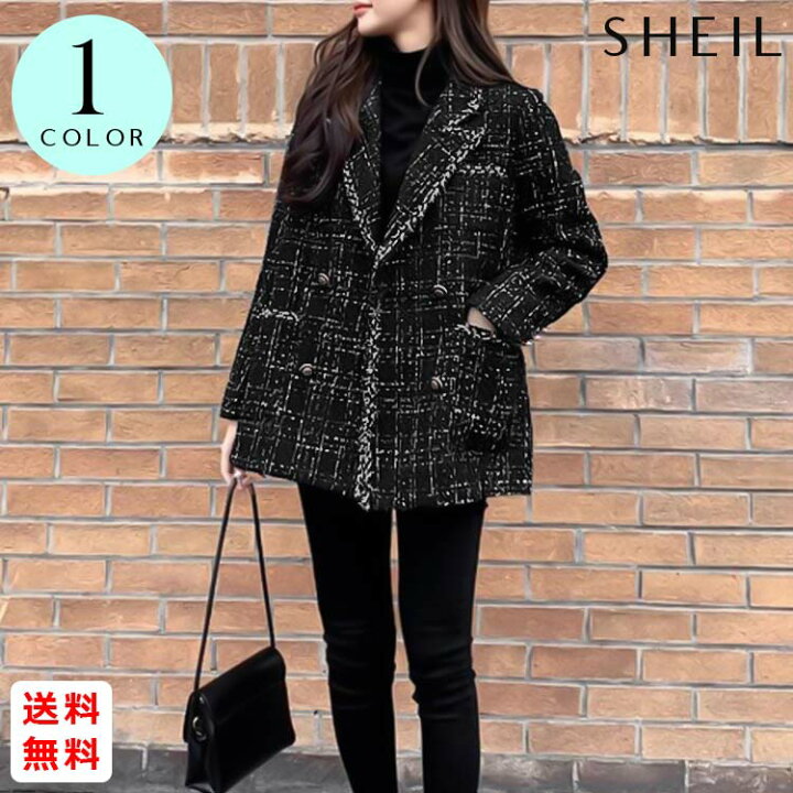 楽天市場 全品送料無料 ツイード風 ジャケット レディース 女性 韓国風 チェック柄 ツイード コート 長袖 オシャレ テーラードジャケット アウター カジュアル ジャンパー 羽織り オルチャン ツイードスーツ 上着 ジャケット 韓国 ファッション Sheil シェイル